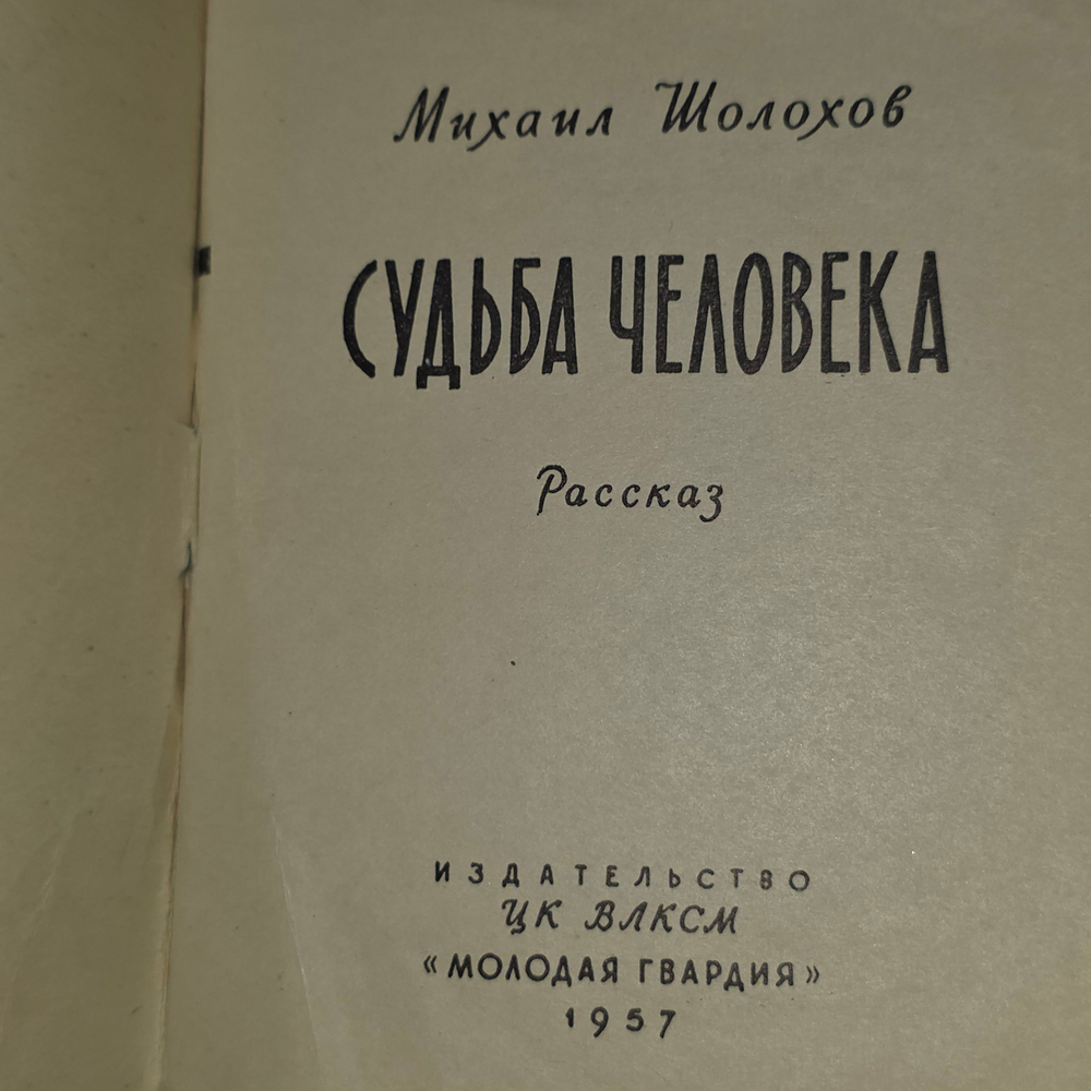 книга " Судьба человека "