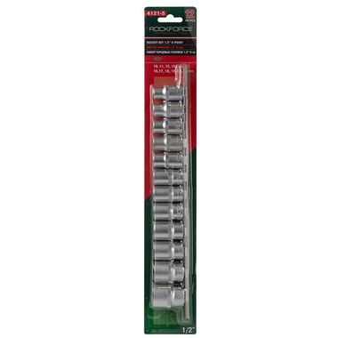 Набор головок 12пр. 1/2''6гр.(10-19,22,24мм), на планке RockForce##Rock FORCE RF-4121-5
