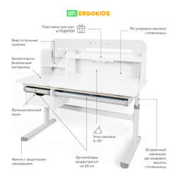 Письменный стол для школьников Ergokids Bravo Max Plus