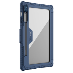 Чехол книжка синего цвета от Nillkin для планшета Samsung Galaxy Tab S9+ и S10+, серия Bumper Pro Case-Multi Angle Folding Style, многофункциональный складной