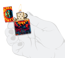Зажигалка ZIPPO Spooky Sunflower с покрытием 540 Tumbled Brass, латунь/сталь, разноцветная, 38x13x57