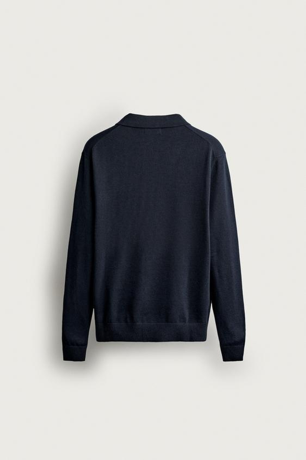 ZARA ТРИКОТАЖНОЕ ПОЛО ИЗ ХЛОПКА И ЛЬНА, МОРСКОЙ СИНИЙ