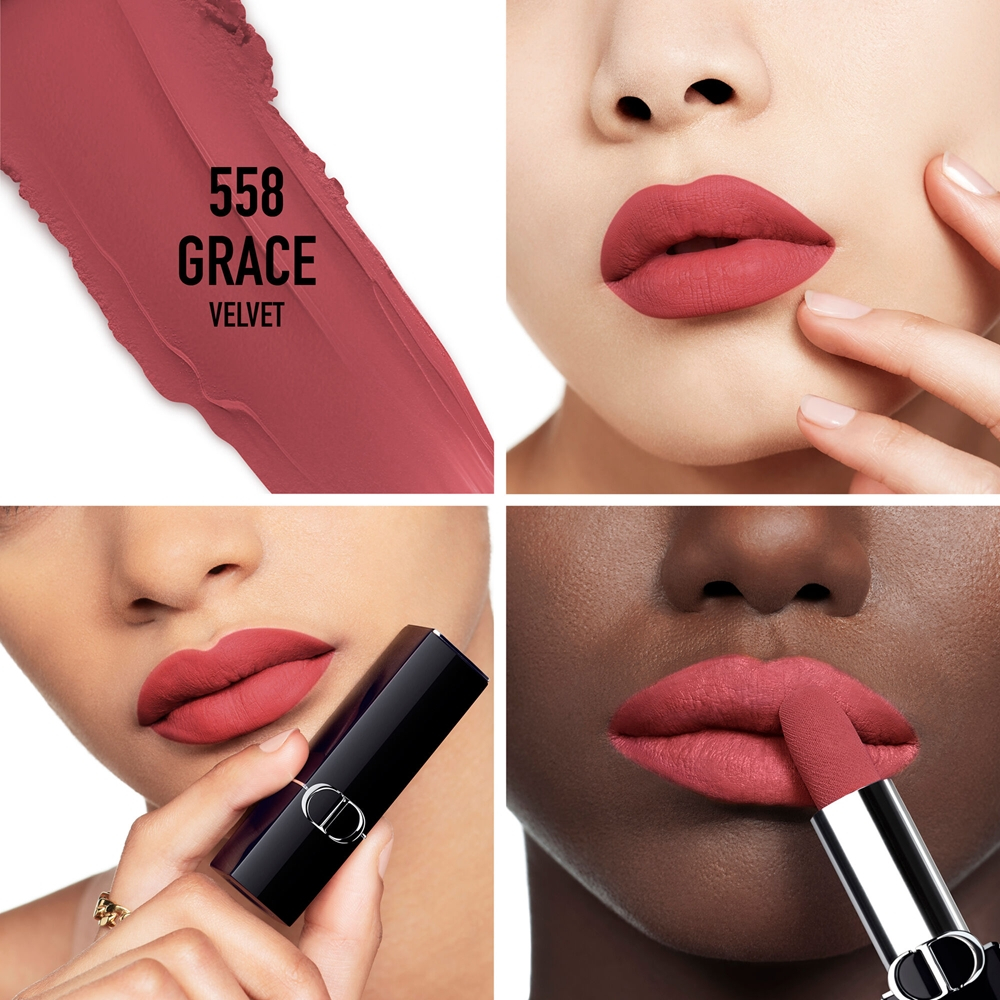 DIOR Rouge Dior - Помада для губ с долгим сроком носки, флакон с возможностью пополнения. оттенок 558 Grace Velvet, 3 g