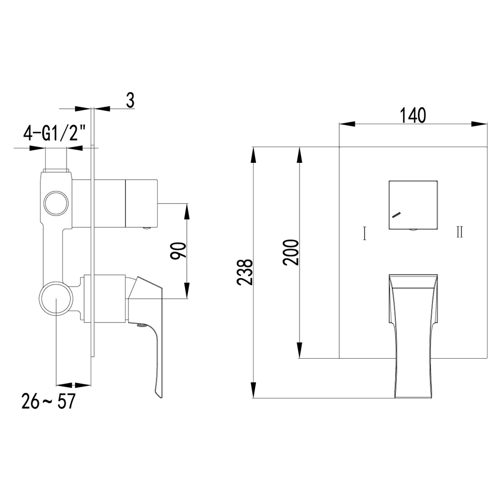 Смеситель Lemark Unit LM4527C для ванны и душа, встраиваемый