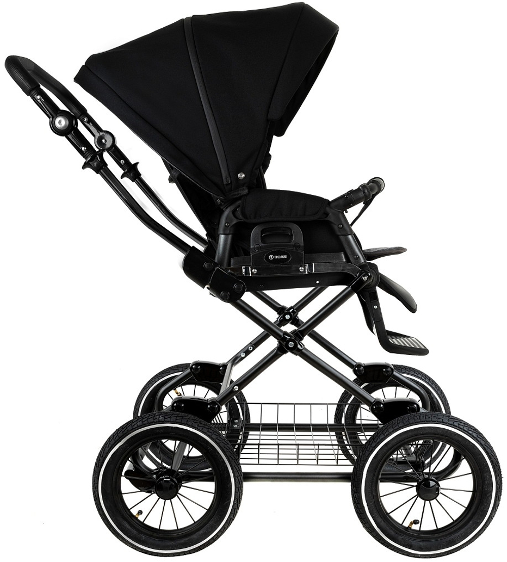 Детская коляска Roan Bass Next Classic d12 2.0 3 в 1 с автокреслом Pituso Baesa Pro Black,Beige Canopy BNC/85/2 Caviar/Black/руч.Cappuccino