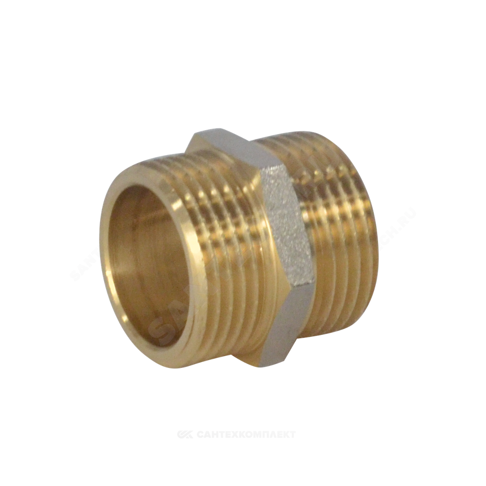 Ниппель латунь никель Ду 50 (2") НР 9022 ГОСТ 32585-2013 Aquasfera 9022-06