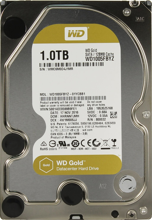 Жесткий диск 1Tb SATA-III WD Gold (WD1005FBYZ)