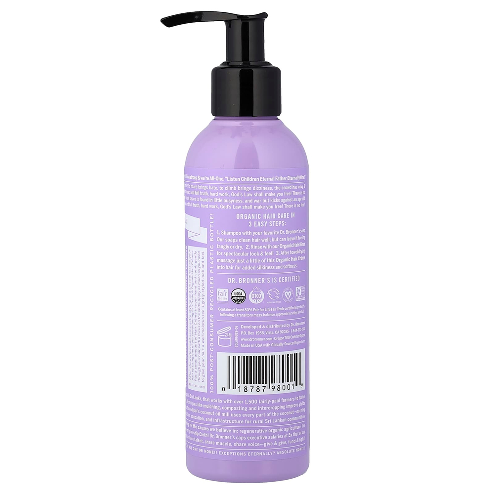 Dr. Bronner's, Органический крем для волос, лаванда и кокос, 177 мл (6 жидк. унц.)