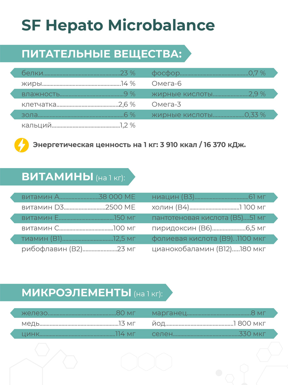 Корм сухой полнорационный для собак средних и крупных пород SF Hepato Microbalance, (микроваскулярная дисплазия печени), 12 кг, QUATTRO