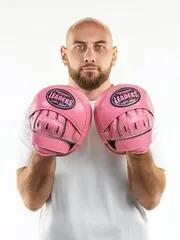 Лапы тренерские LEADERS MID-AIR PINK (ONE, кожа, розовый)