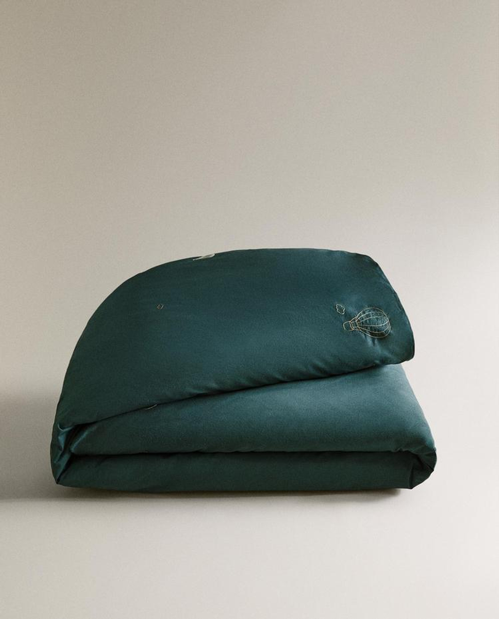 ZARA HOME ДЕТСКИЙ ПОДОДЕЯЛЬНИК С ВЫШИВКОЙ, ЗЕЛЕНЫЙ