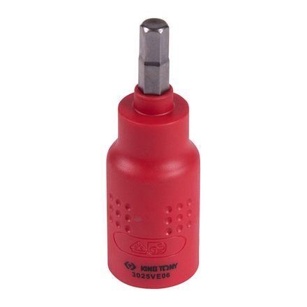 Цена на KING TONY (3025VE06) Насадка (бита) торцевая диэлектрическая 3/8", HEX, 6 мм, L = 65 мм