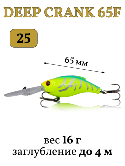 Воблер крэнк Deep Crank 65F 65 мм 16 г цвет #25