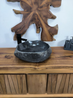Раковина из речного камня RS-66691 47х42х16 из натурального камня
