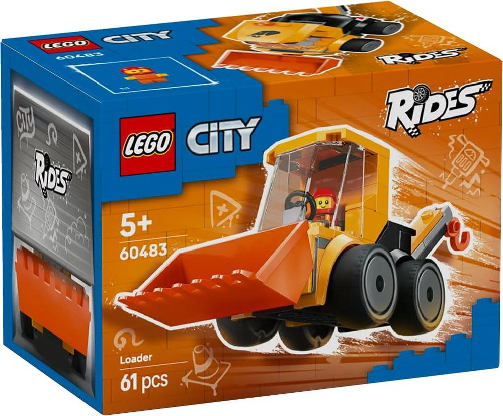 Конструктор Лего Сити Аттракционы: Строительный погрузчик 60483 | LEGO City Rides Construction Loader  61 деталь | 5+
