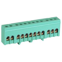 Шина ЭРА NO-224-104 PE земля в изолированном корпусе на DIN-рейку ШНИ-6х9-12-Д зеленый | Шины N, PE, PEN