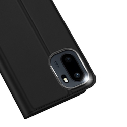 Чехол книжка из черной кожи для OnePlus 15R, Ace 6 и 6T, серия Skin Pro Series от Dux Ducis