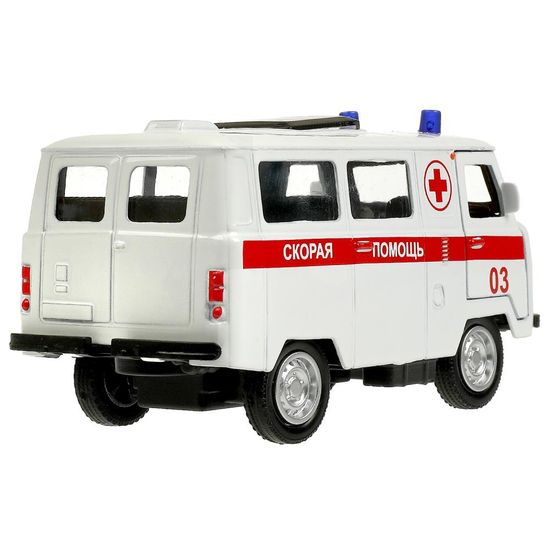 Машина металл уаз-452 "буханка" СКОРАЯ 10,5 см, двери, инерц, кор. Технопарк