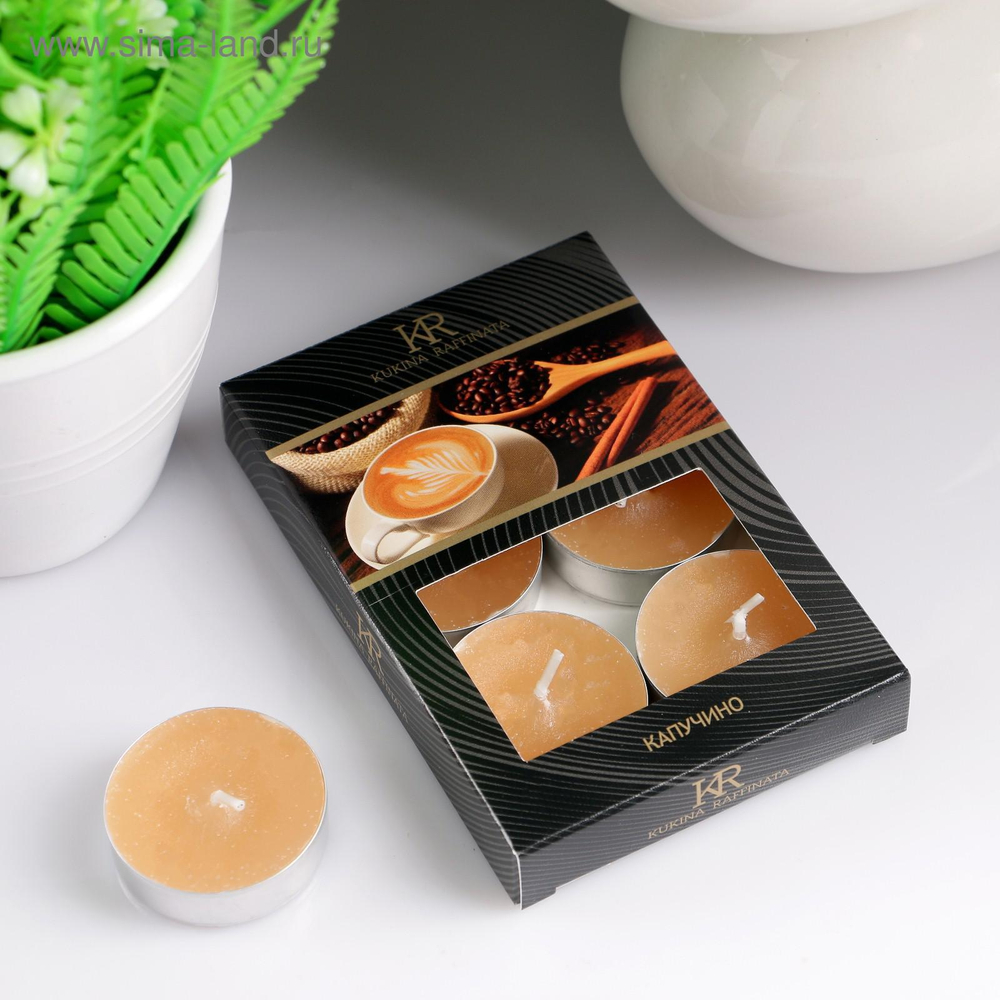 Свеча ароматическая чайная 6шт капучино