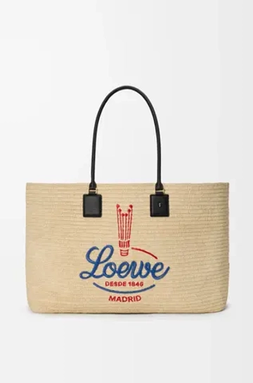 Loewe Большая сумка-тоут Verano из рафии, белый