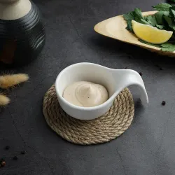 Соусник 80 мл 12*7,5 см h3,8 см Mini Mix круглый с ручкой белый фарфор P.L. Proff Cuisine [6]