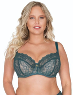 Кружевной бюстгальтер с мягкой чашкой plus size и боковыми поддержками (Размер: 80J) (Цвет: изумрудный)