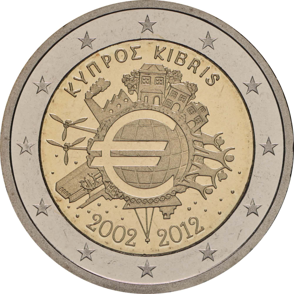 КИПР, 2012, 2 ЕВРО [БИМЕТАЛЛ] [UNC]