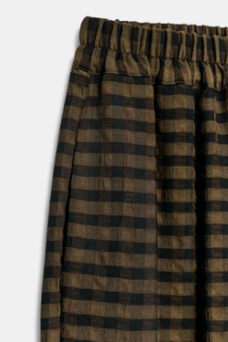 ZARA БРЮКИ-БАЛЛОНЫ В КЛЕТКУ, ТЕМНО-КОРИЧНЕВЫЙ