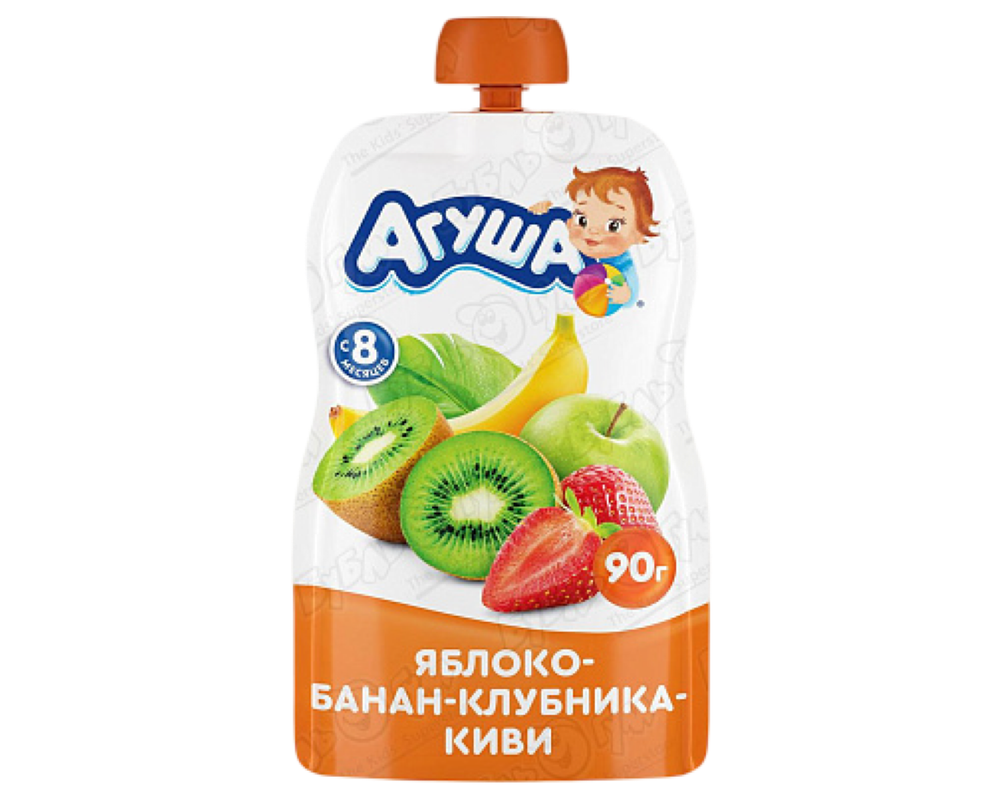 Пюре Агуша Яблоко-Банан-Клубника-Киви 90г
