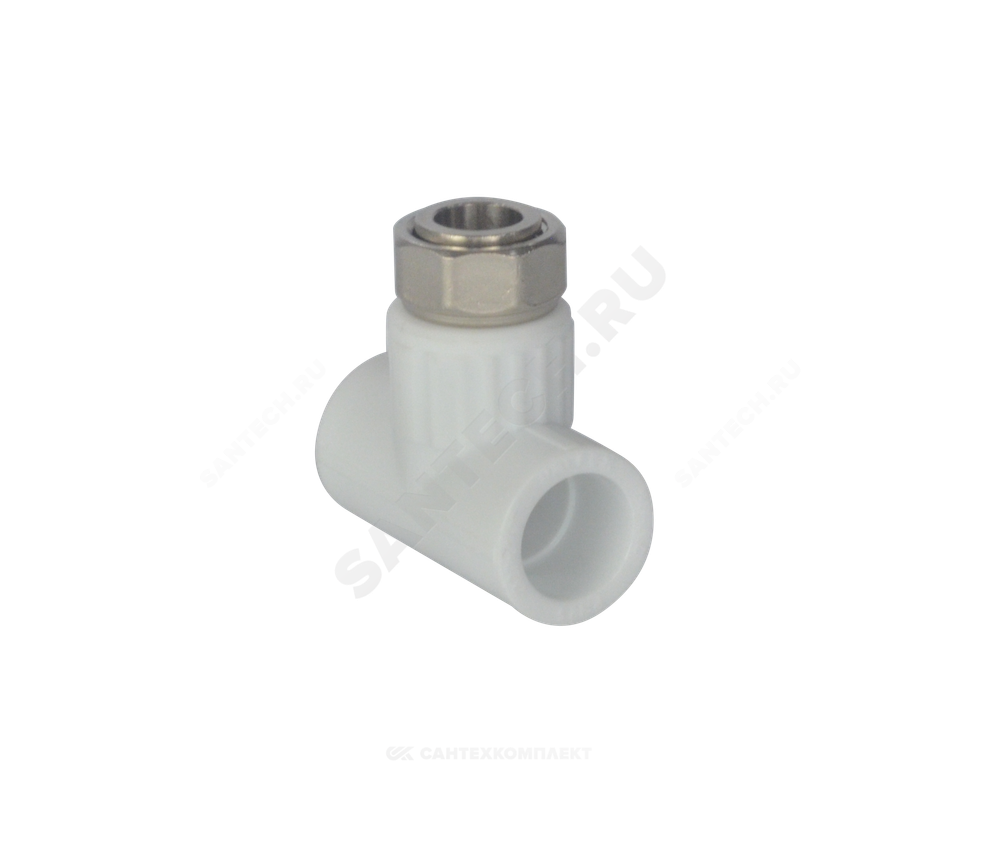 Тройник PP-R комбинированный белый Дн 20х1/2" с накидной гайкой VALFEX 10140020