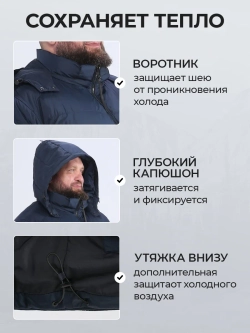 Куртка зимняя больших размеров со встроенным термометром