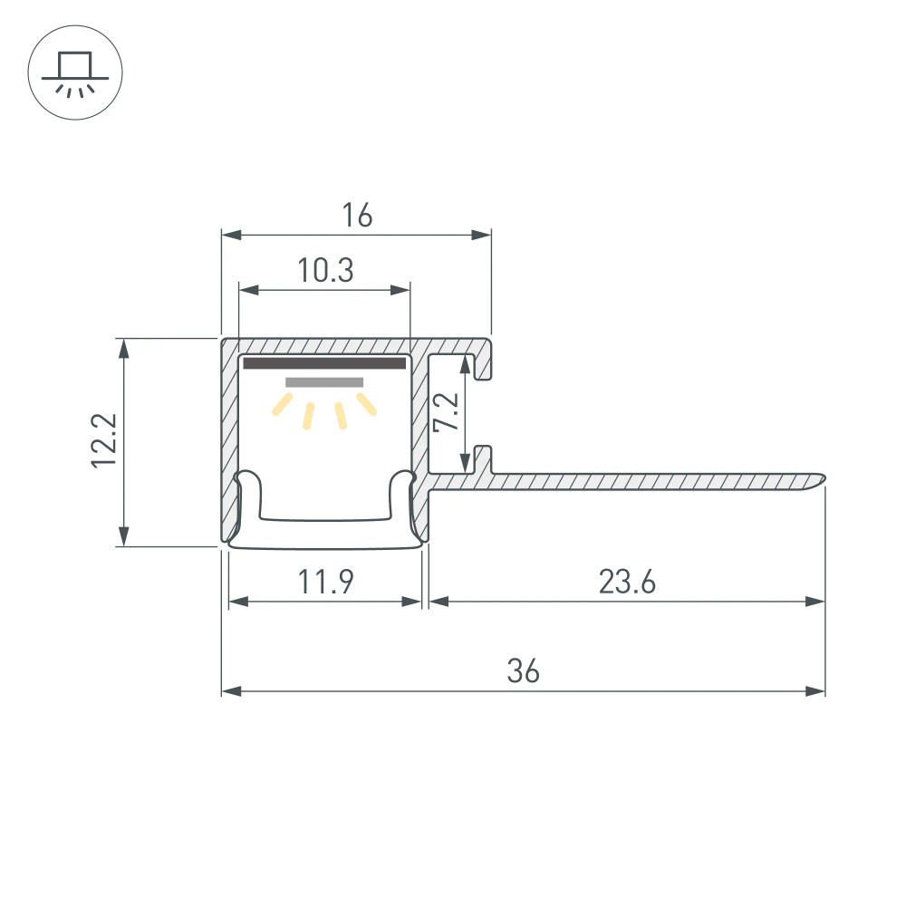 Профиль FANTOM-W12-EDGE-2000 ANOD (Arlight, Алюминий) 040329