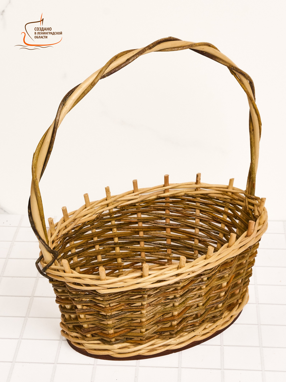 Корзинка овальная подарочная, набор 4 штуки, арт. O270GR/4, 27х19х10 см, высота с ручкой 34 см