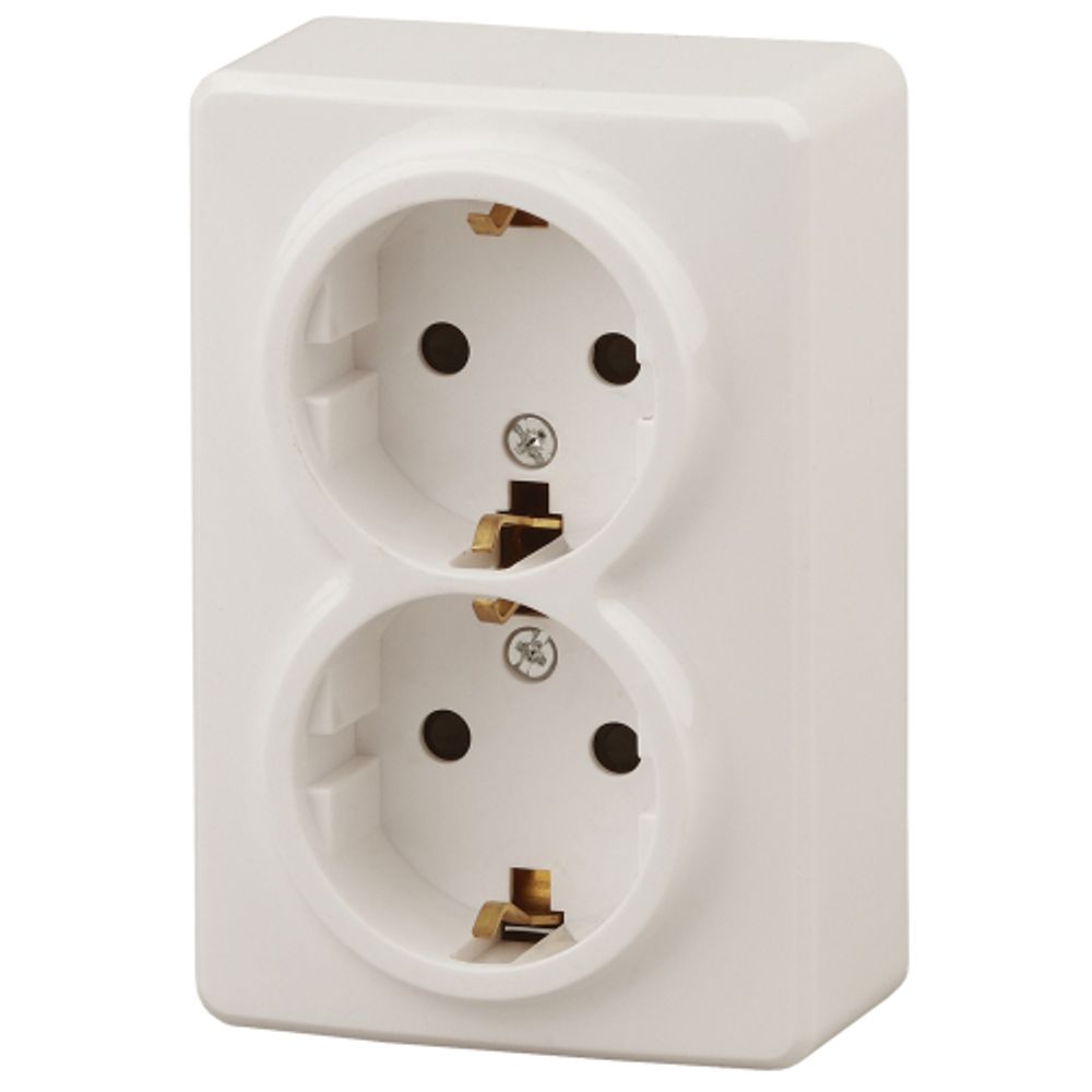 Розетка ЭРА Эксперт 11-2205-02 двойная с заземлением 2х2P+E Schuko 16A-250В IP20 ОУ слоновая кость | Эра Эксперт