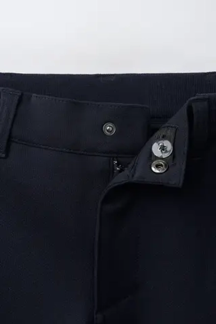 ZARA БРЮКИ STRAIGHT С ПОЯСОМ В РУБЧИК, МОРСКОЙ ТЕМНО-СИНИЙ