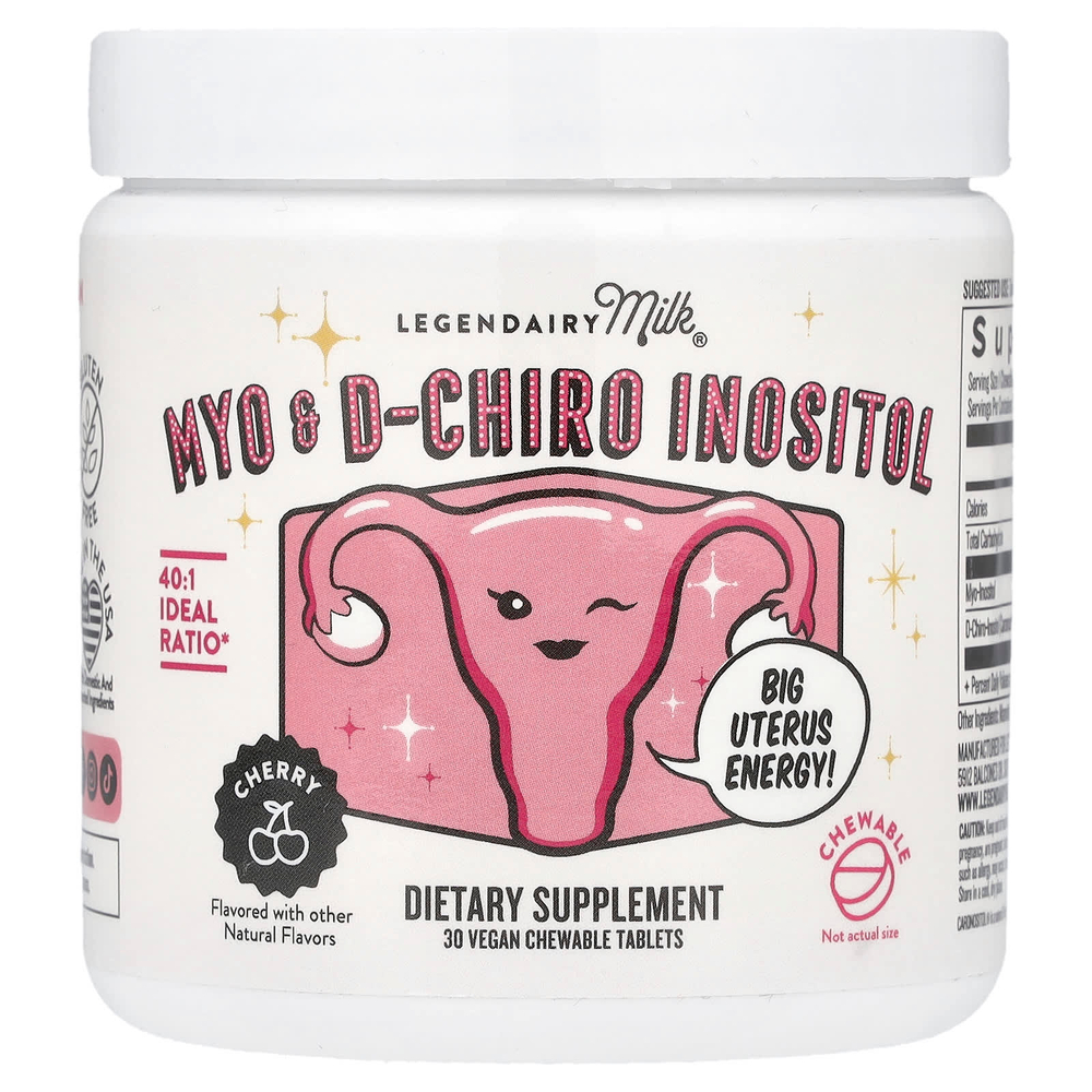 Legendairy Milk, Myo & D-хиро инозит, вишня, 30 веганских жевательных таблеток