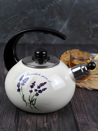 Чайник 2,5 л. эмалированный со свистком Kamille KM 1034 с черной бакелитовой ручкой
