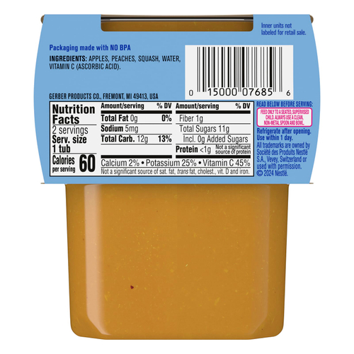 Gerber, 2nd Foods®, Sutter, яблоко, персик и тыква, 2 шт. в упаковке, 113 г (4 унции)