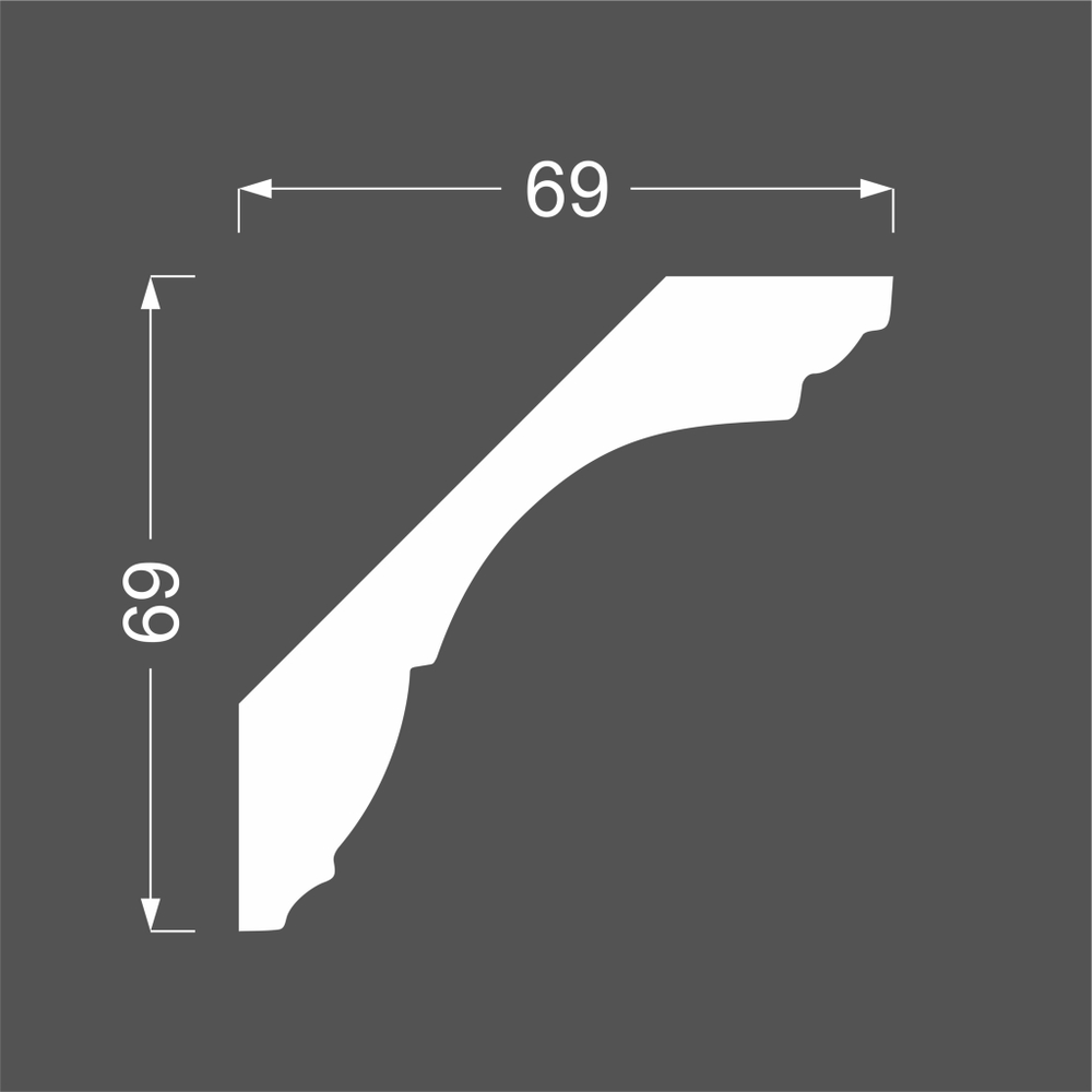 Потолочный плинтус МДФ Deartio K 1.97.20 под покраску 69x69x2070 мм