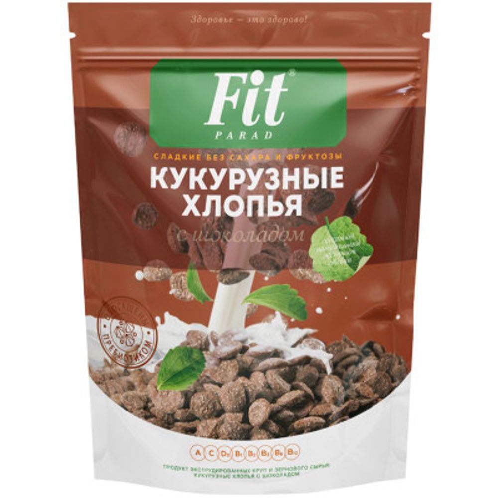 Кукурузные хлопья FitParad с Шоколадом 200гр дой пак
