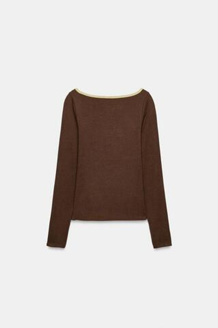 ZARA ЛОНГСЛИВ С ЛАМПАСАМИ, КОРИЧНЕВЫЙ