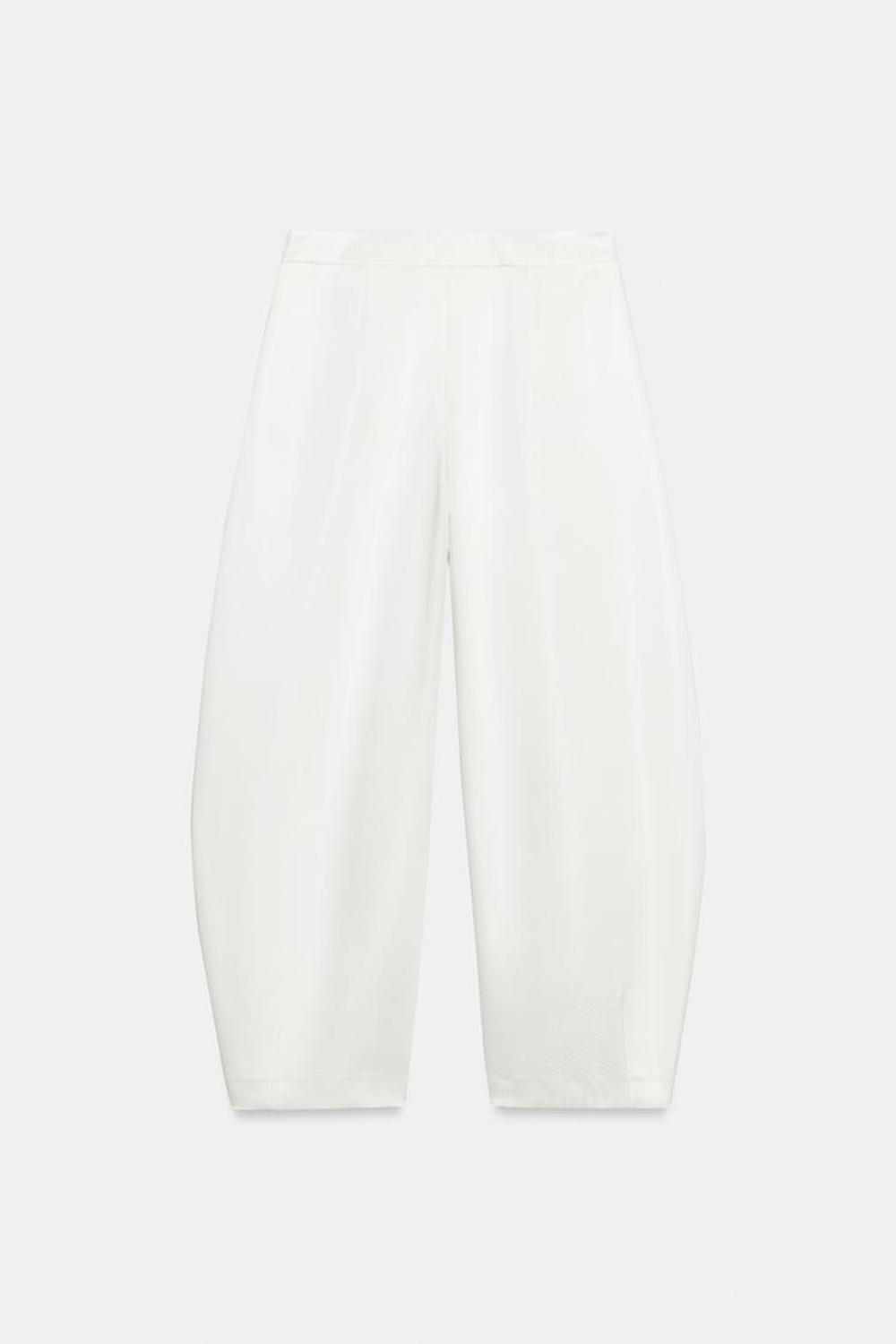 ZARA АТЛАСНЫЕ БРЮКИ BARREL, ЖЕЛТОВАТО-БЕЛЫЙ