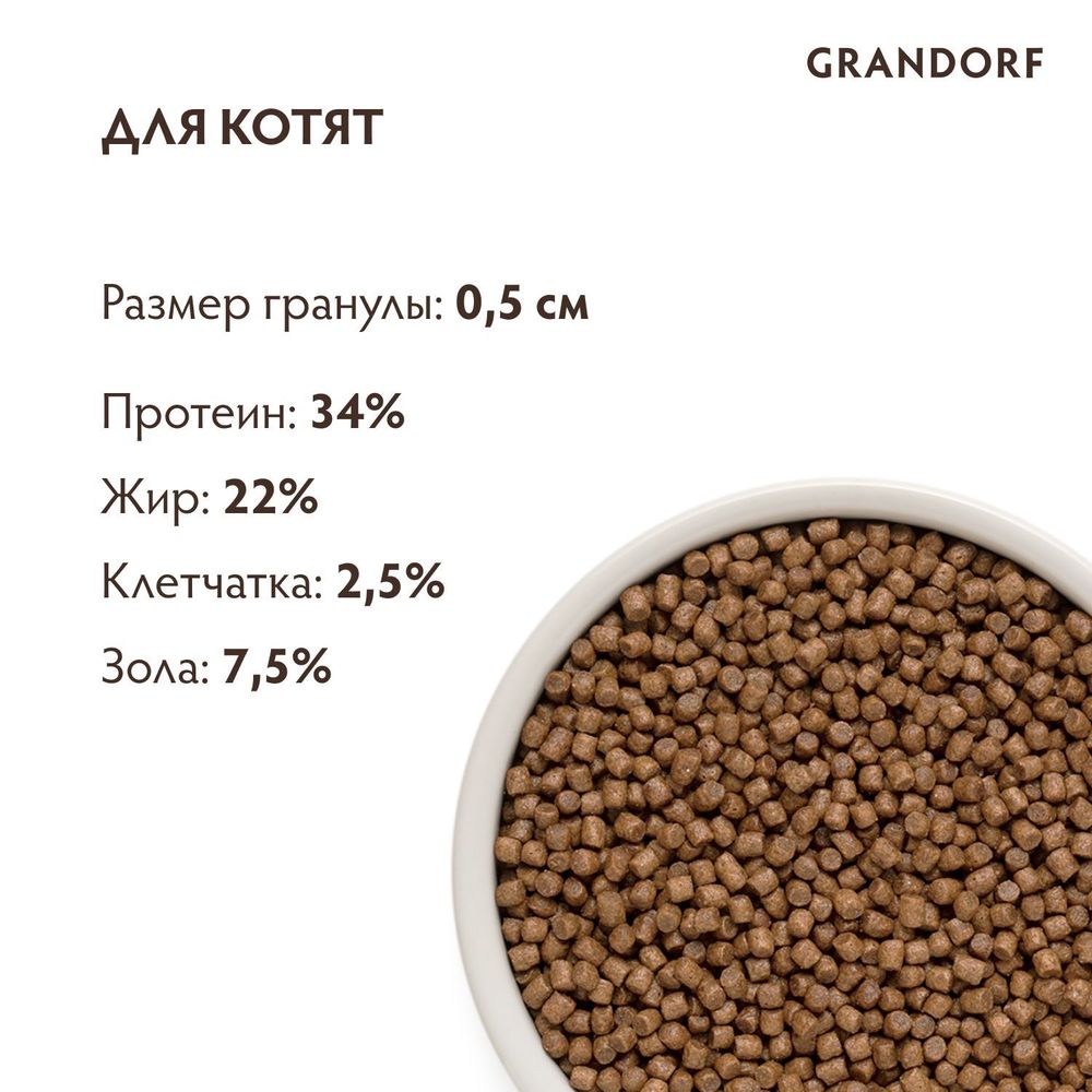 Сухой корм Grandorf CAT Lamb&Turkey KITTEN для котят, ягнёнок с индейкой