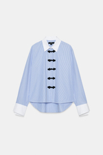 РУБАШКА В ПОЛОСКУ С ЗАСТЕЖКАМИ-КЛЕВАНТ ZW COLLECTION — ZARA