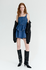 Джинсовое платье с юбкой клёш — Синий деним — H&M 1322249