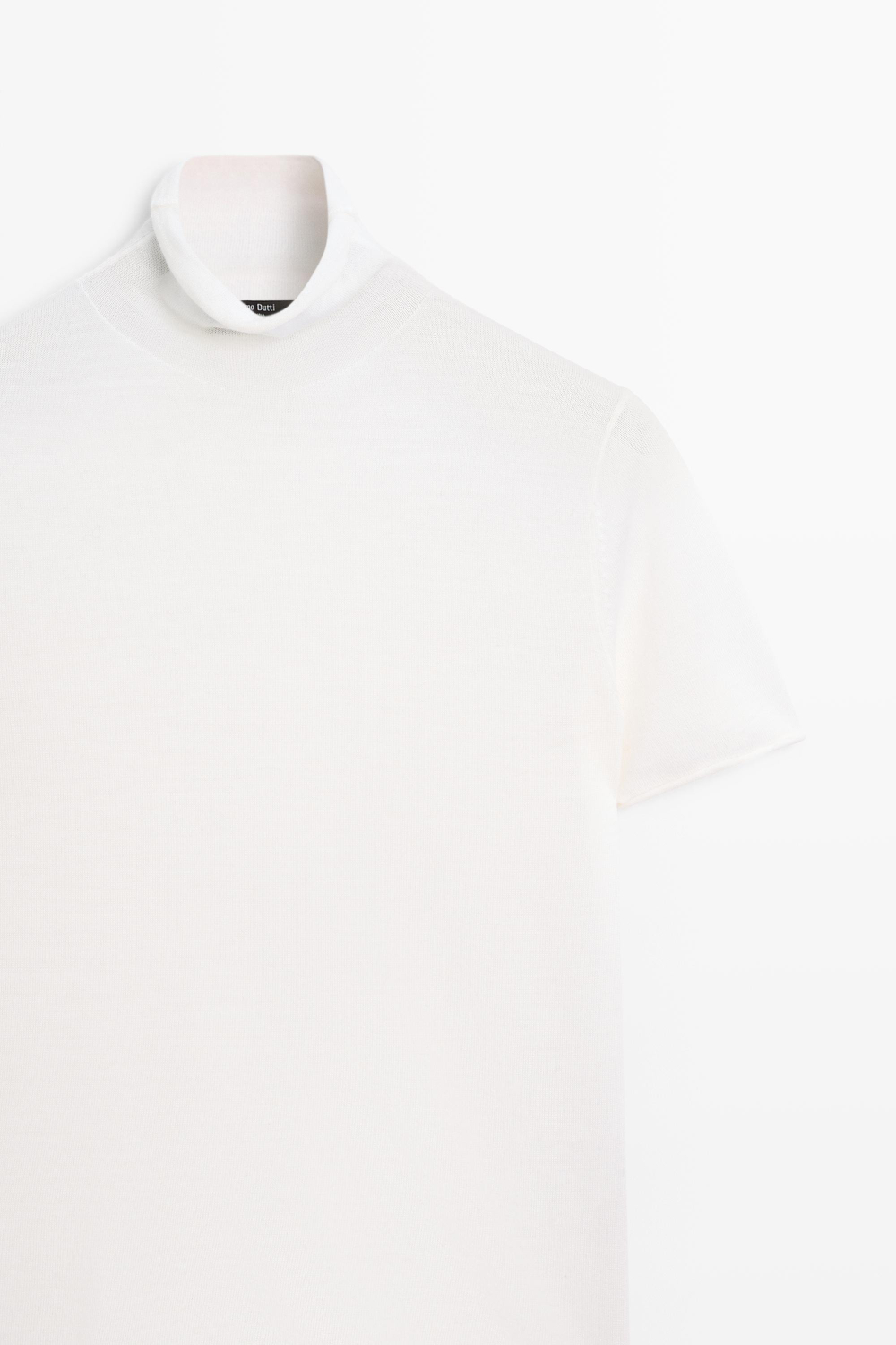 Massimo Dutti Трикотажный свитер с высоким воротником и короткими рукавами, натуральный/кремовый