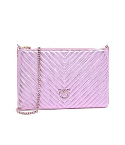 Кожаный клатч FLAT CLASSIC METAL Pinko - розовый(100455 A1JE)