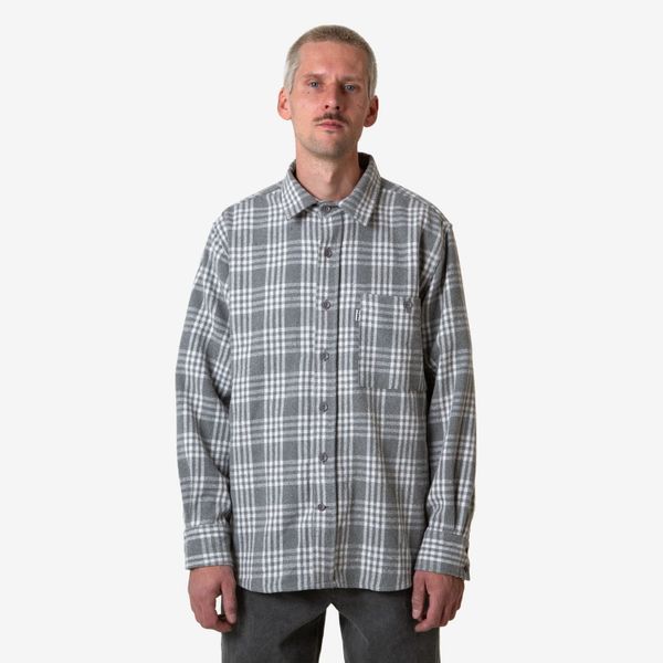 Рубашка Plaid Flannel серо-белая - фото 3