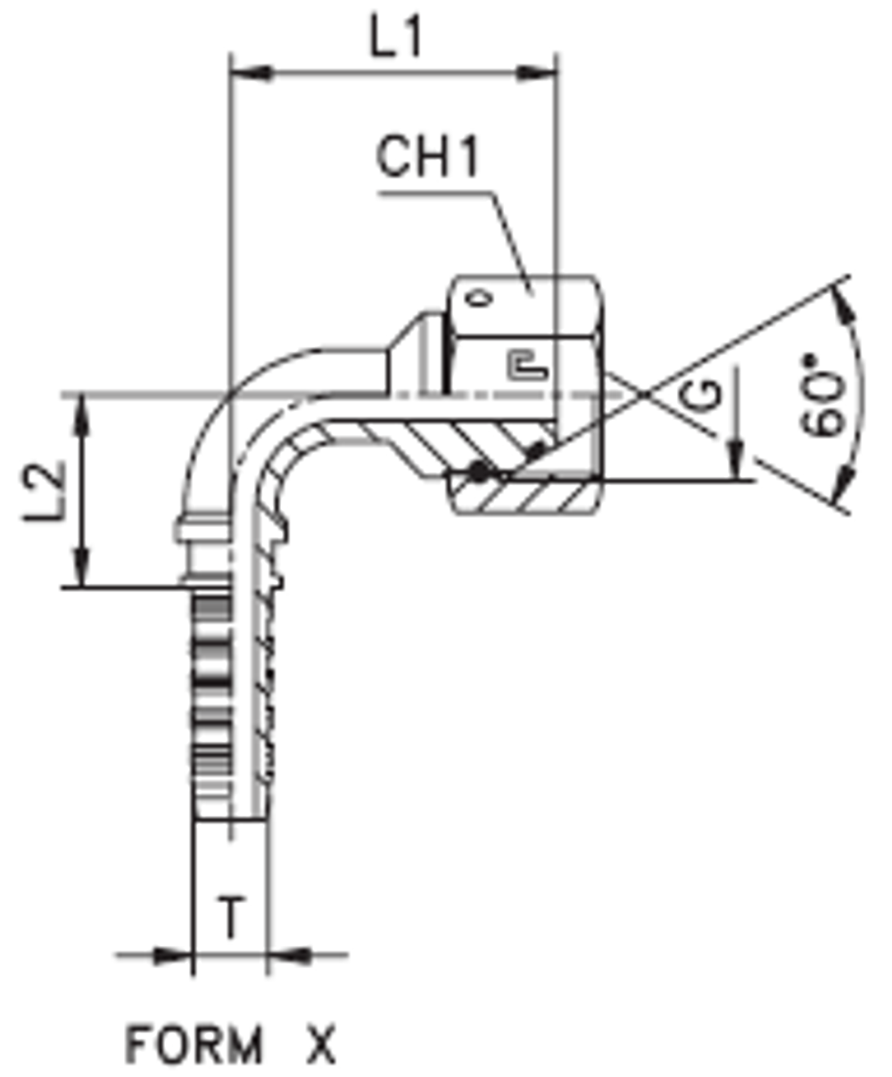 Фитинг DN 08 BSP (Г) 3/8 (90) (штифтованная гайка, o-ring)