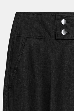 ZARA ШИРОКИЕ БРЮКИ С ОТВОРОТАМИ, ЧЕРНЫЙ